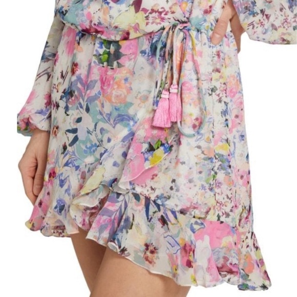 ROCOCO SAND Floral Print Wrap Mini Dress Size XS - Picture 2 of 13